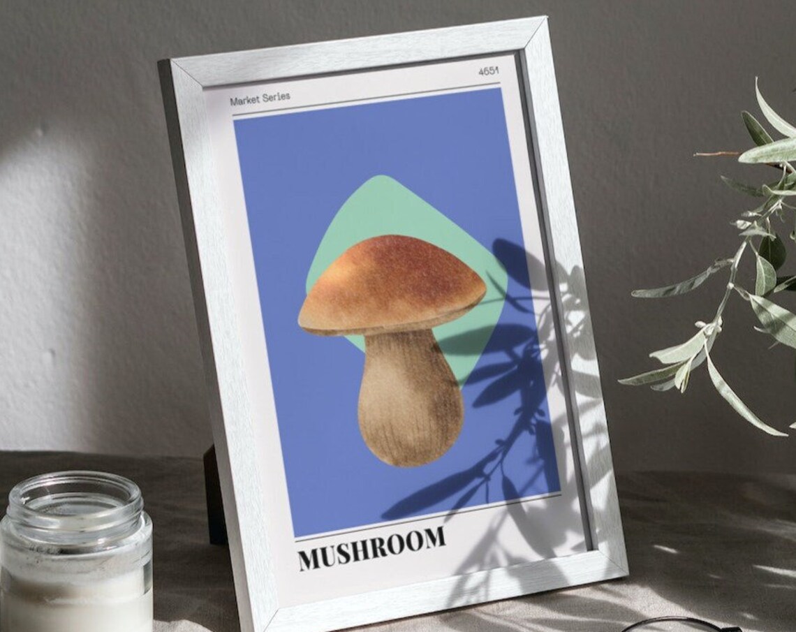 Vintage Mushroom Market Series Botanical Illustration Wall Print