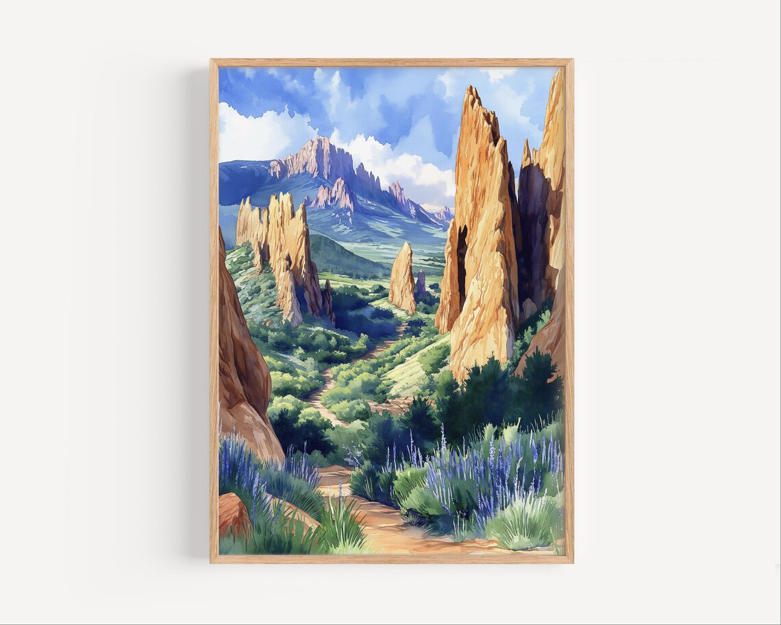 Garden Of The Gods Red Rock Formations Colorado Watercolor Poster
