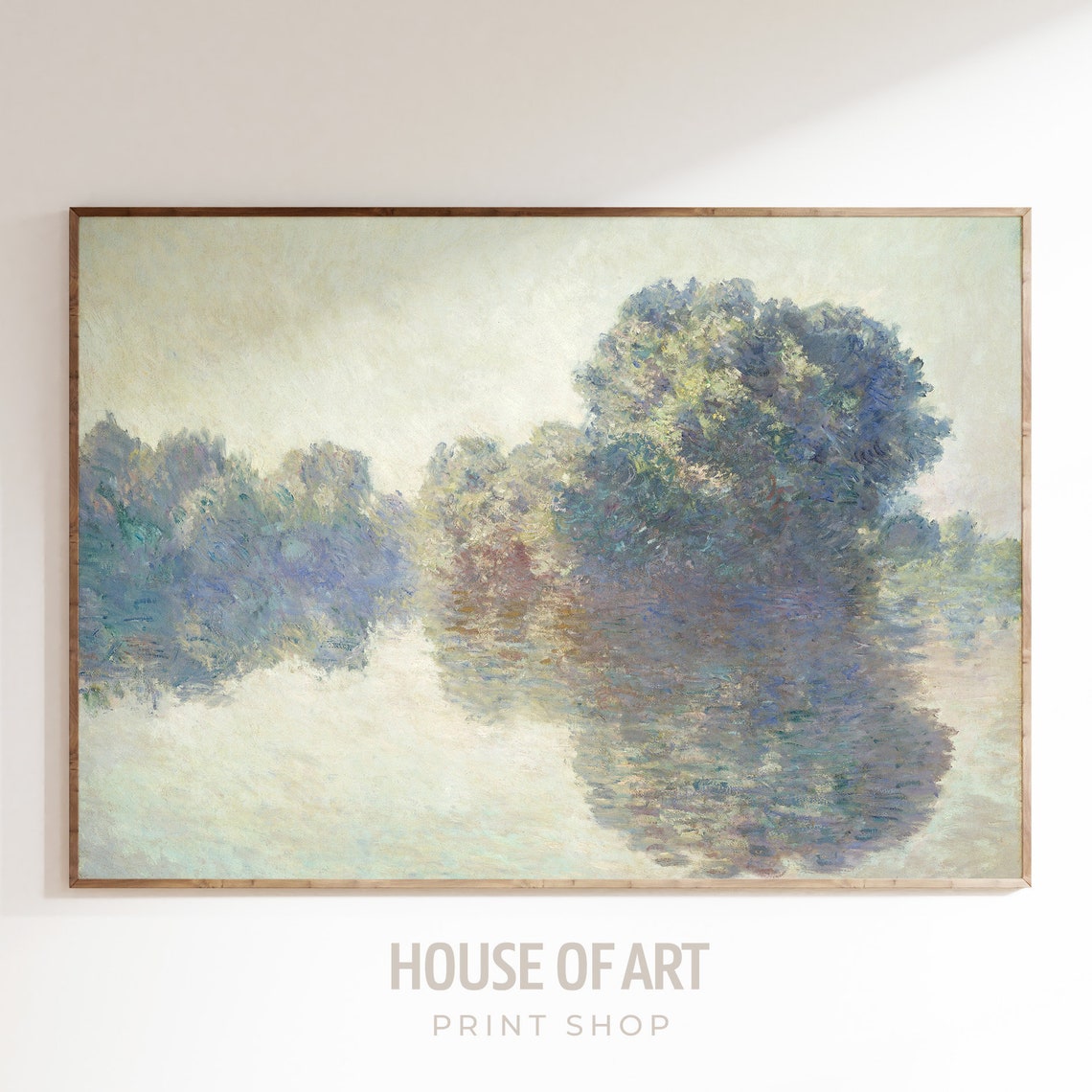 River Trees Water Reflections Impressionist Pastel Painting Poster