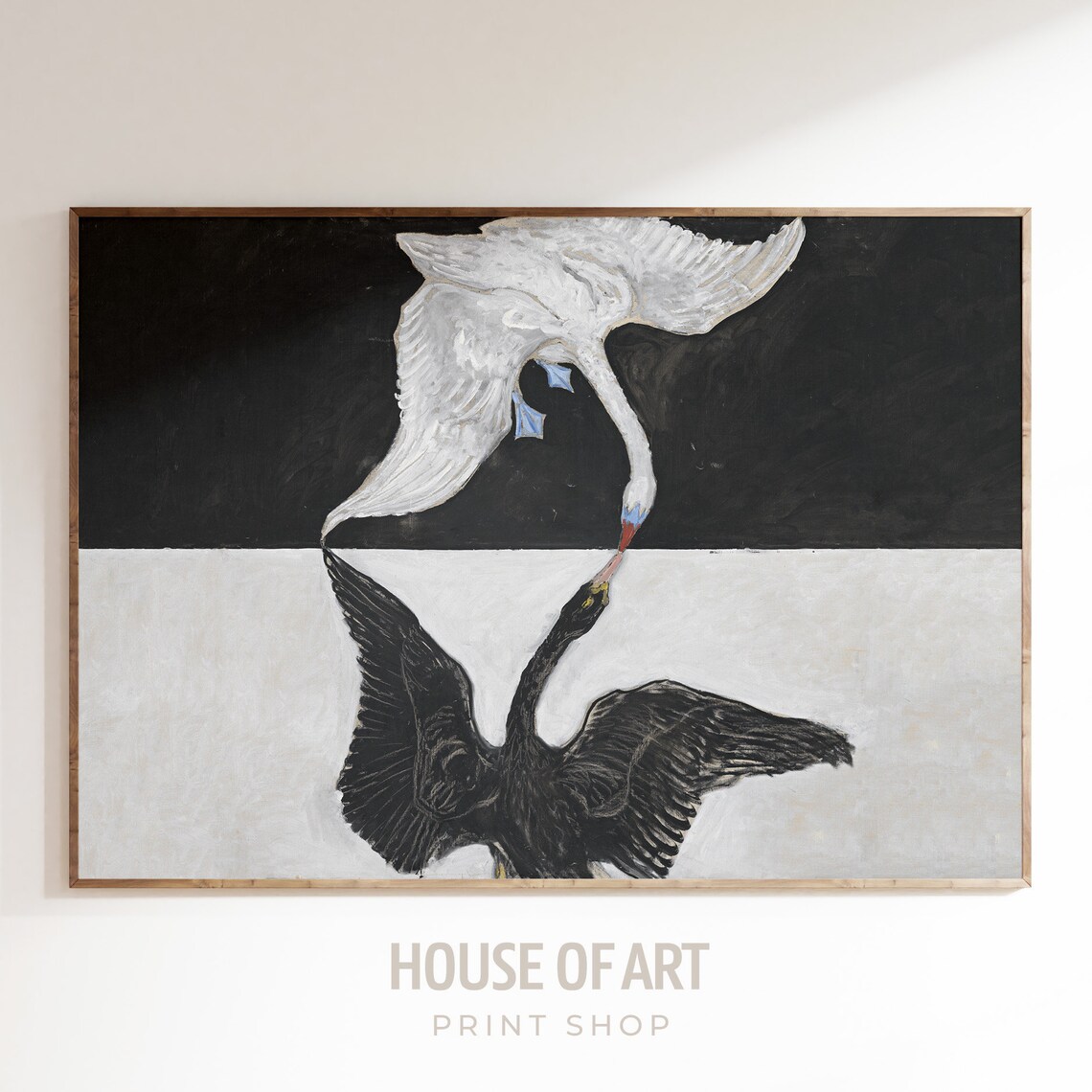The Swan No 17 Hilma Af Klint Black And White Yin Yang Art Print