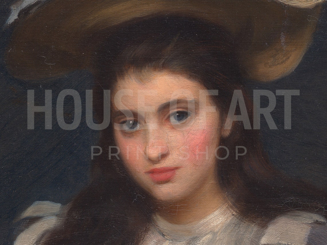 Frame Tv Art Vintage Portrait Of A Fashionable Girl Oil Painting Beautiful Female Artwork Young Woman With Fashion Hat - Image 3