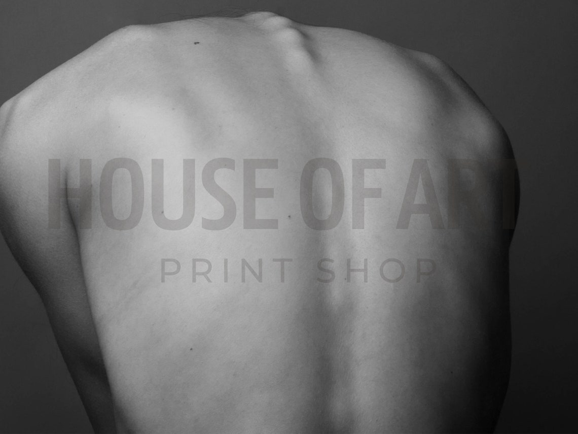 Woman Bare Back Black White Photography Artistic Nude Study Wall Print - Image 2