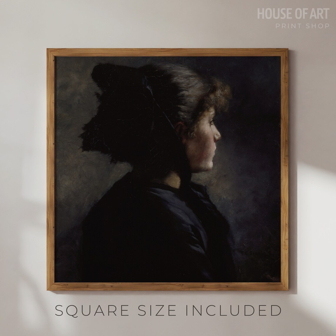 Moody Dark Academia Portrait Young Girl Black Dress Vintage Painting Poster - Image 2