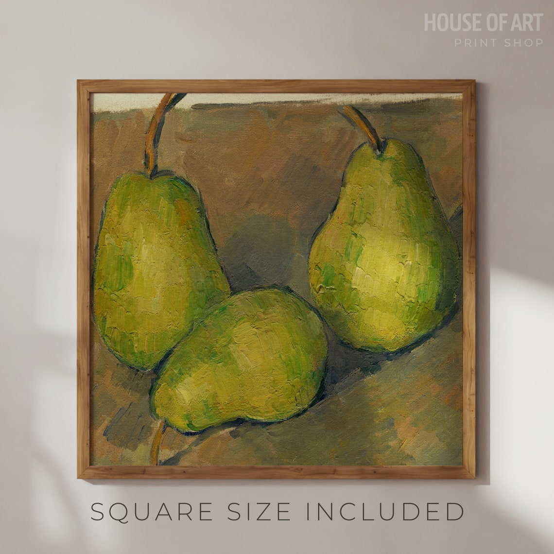 Three Green Pears Impasto Still Life Kitchen Oil Painting Print - Image 2