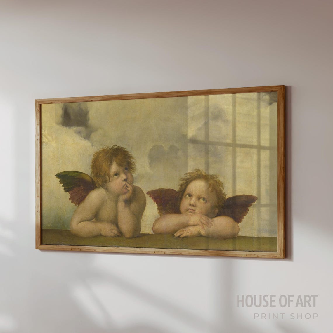 Raphael Two Angels Sistine Madonna Cherubs Vintage Art Wall Print - Image 2