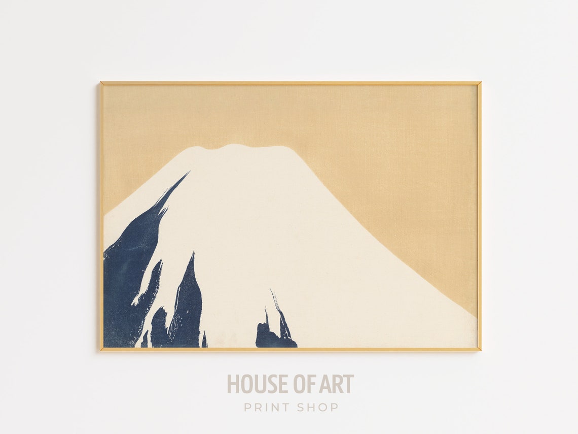 Mount Fuji Snowy Peak Minimal Japanese Woodblock Landscape Art Print - Image 3