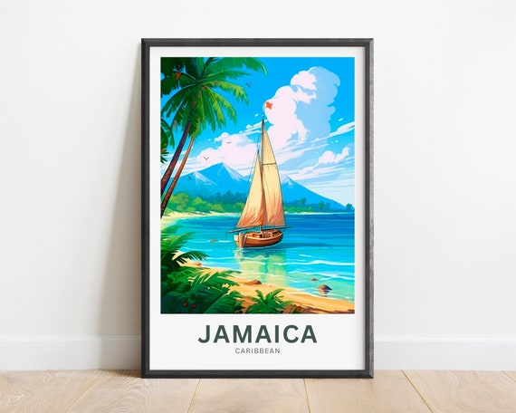 Jamaica Travel Print Jamaica Poster Caribbean Wall Art Framed Present Gift United States Present