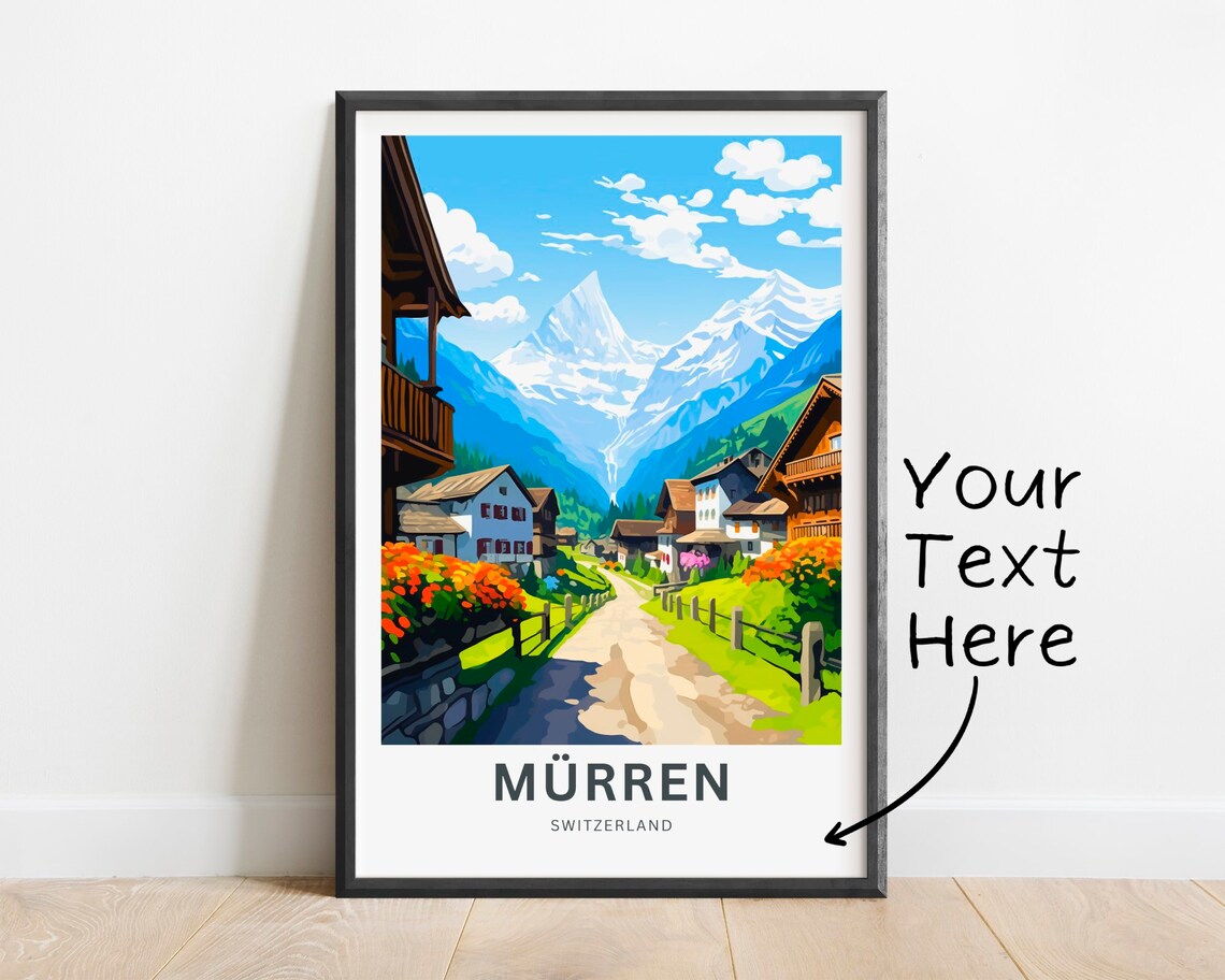 Personalized Murren Switzerland Alpine Village Travel Poster