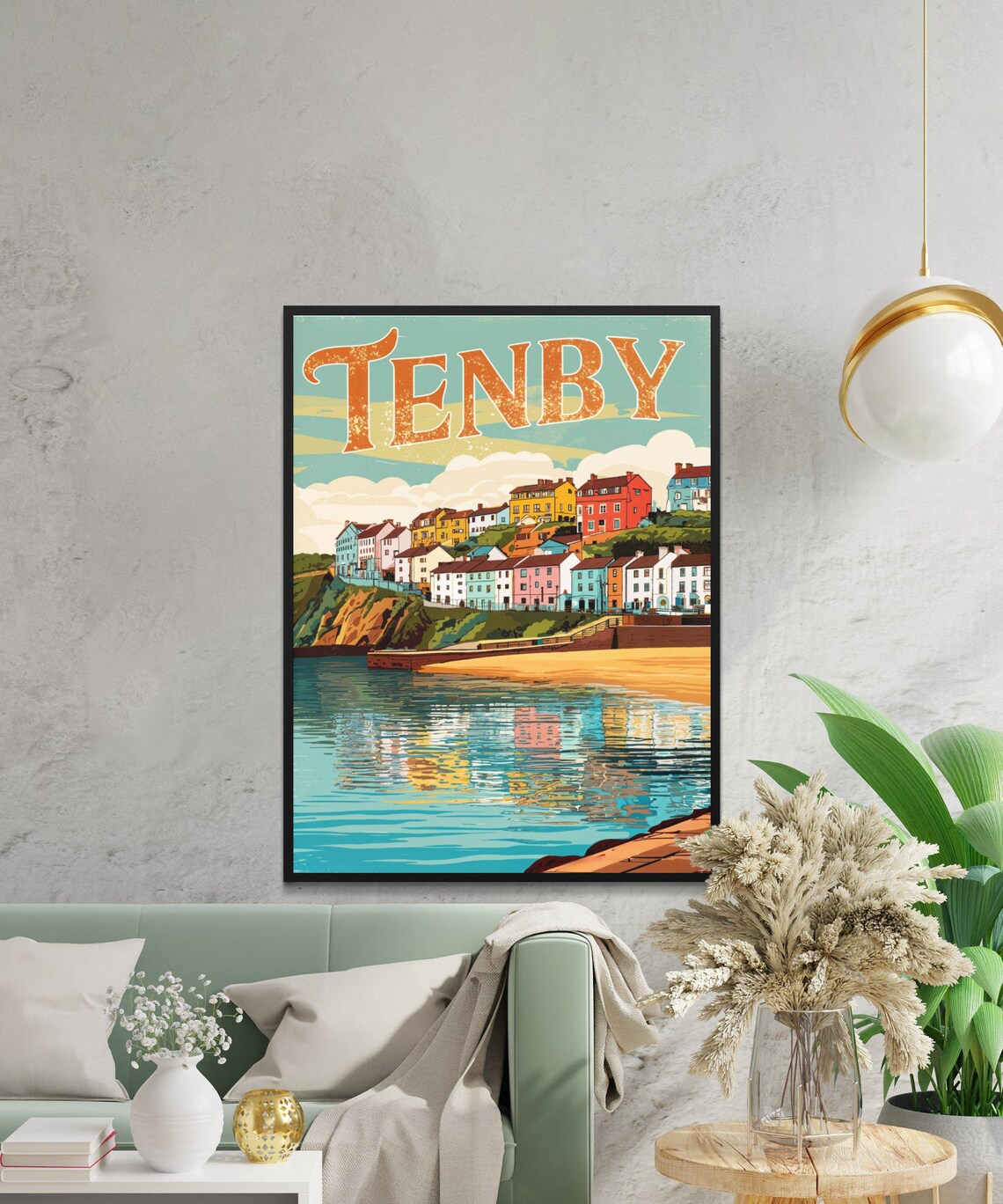 Tenby Wales Historic Harbor Town Waterfront Vintage Travel Poster - Image 2