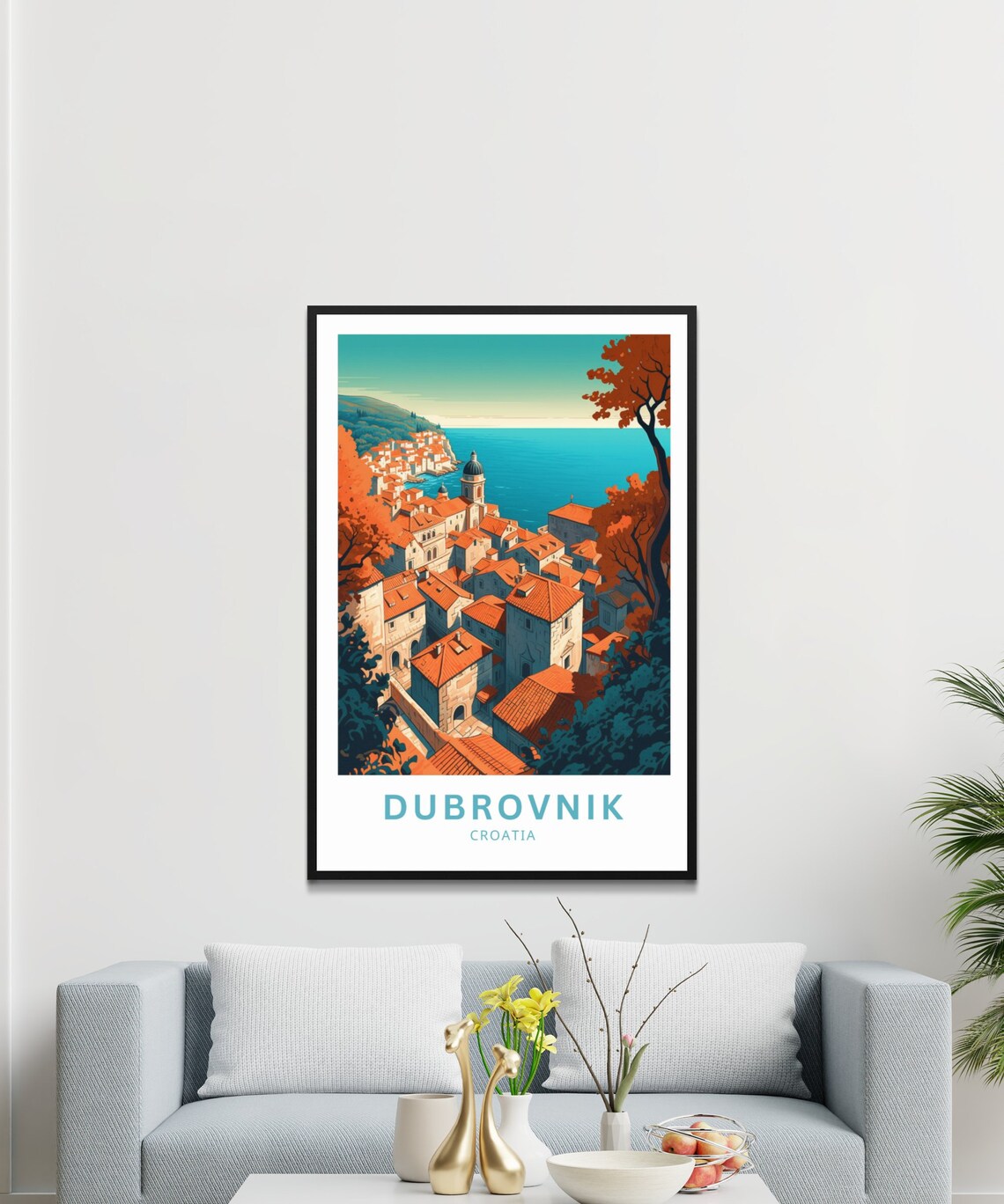 Dubrovnik Croatia Old Town Red Rooftops Sea View Travel Poster - Image 5