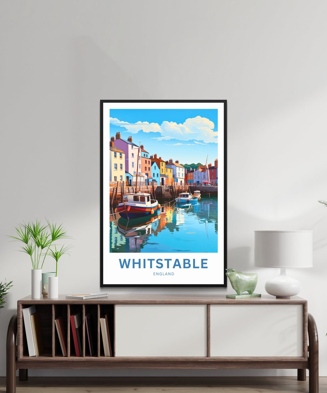 Whitstable England Harbor Boats Scene Personalized Travel Poster - Image 2