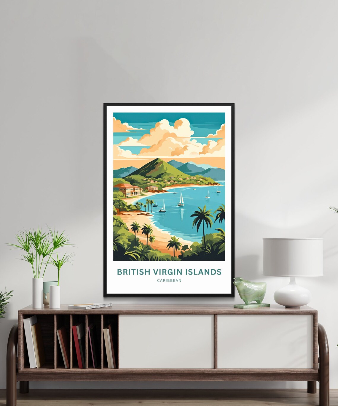 British Virgin Islands Caribbean Sandy Beach Villa Travel Poster - Image 3