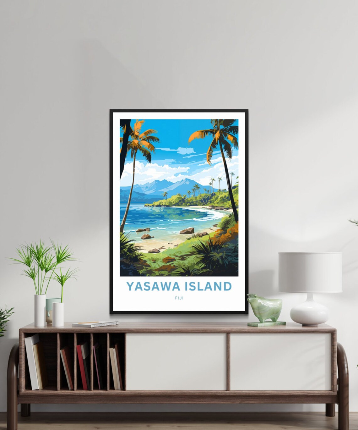 Yasawa Island Fiji Palm Beach Sunny Custom Tropical Travel Poster - Image 2