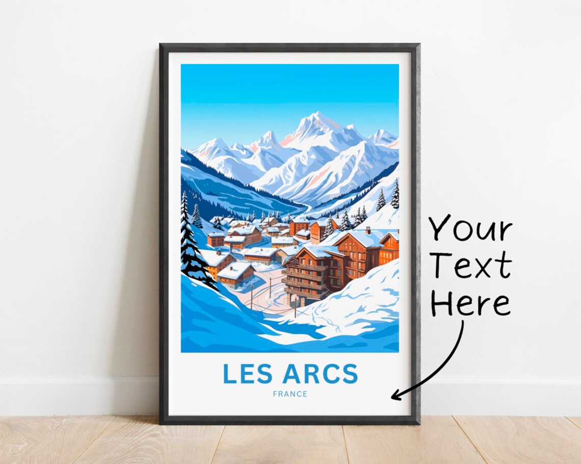 Les Arcs France Snowy Ski Village Alpine Peaks Travel Poster