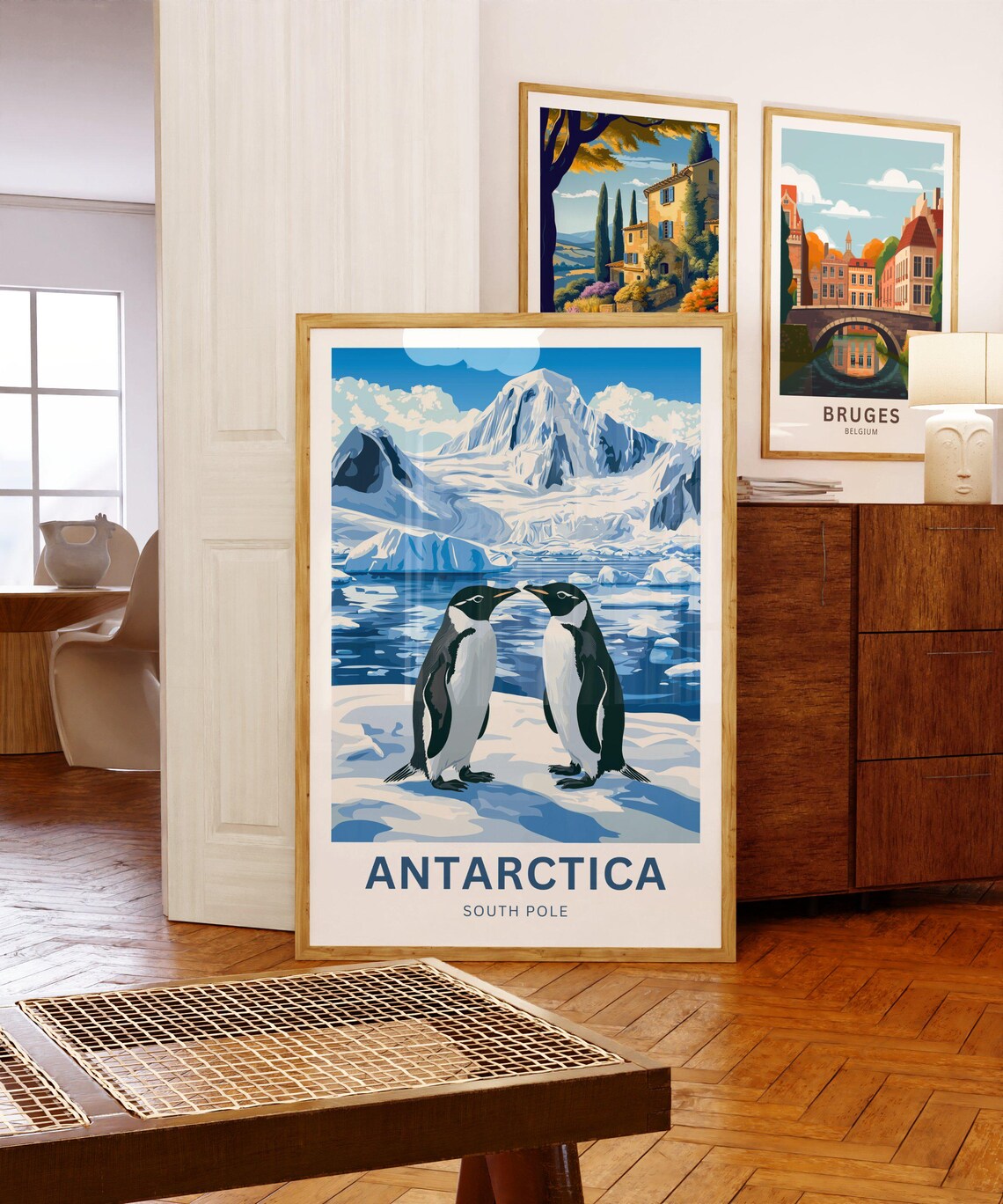 Antarctica South Pole Pair of Gentoo Penguins on Ice Floe Poster - Image 5