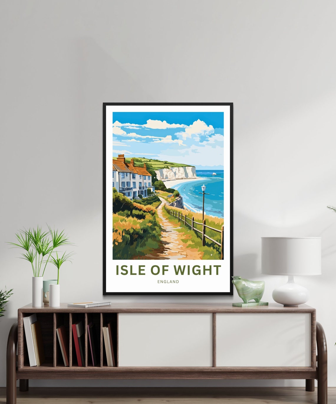 Isle of Wight England Beach Cottages White Cliff Path Poster - Image 2
