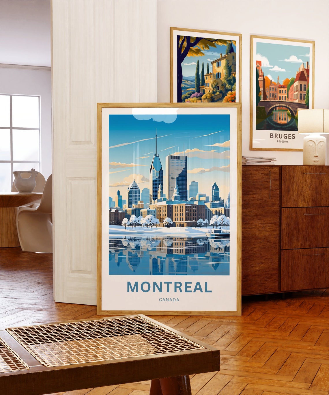 Personalized Montreal Canada Winter Skyline River Reflection Poster - Image 5