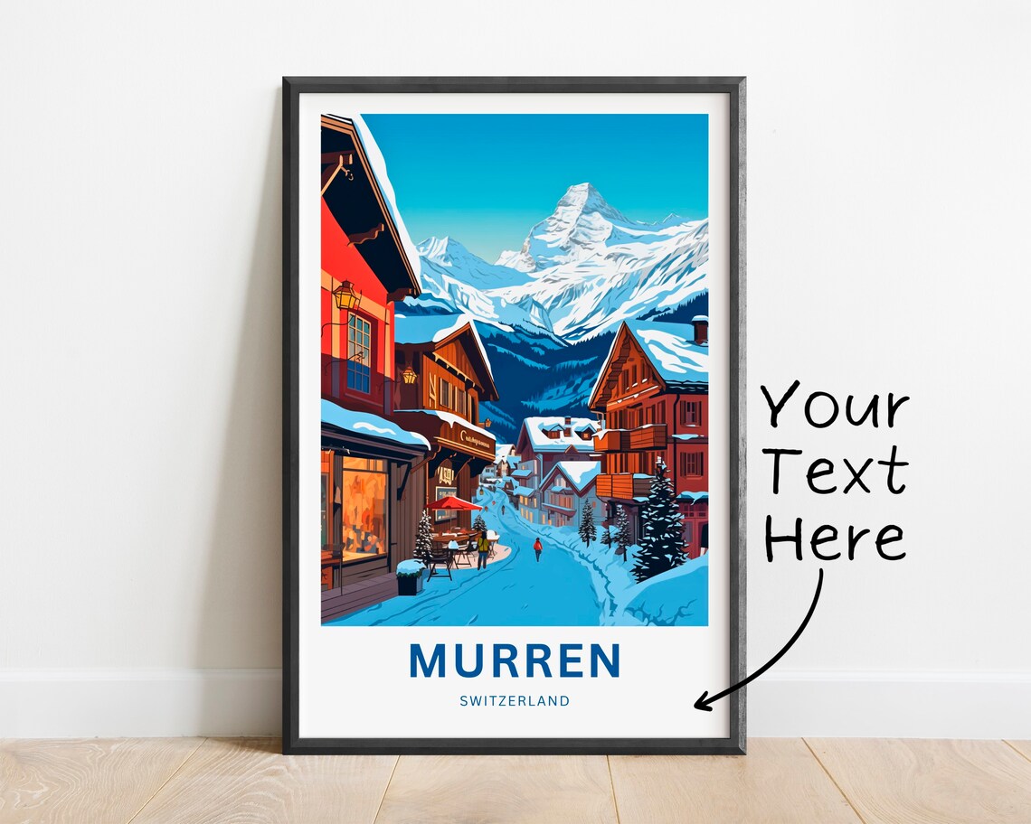 Murren Switzerland Snowy Alpine Village Street Winter Travel Poster - Image 2