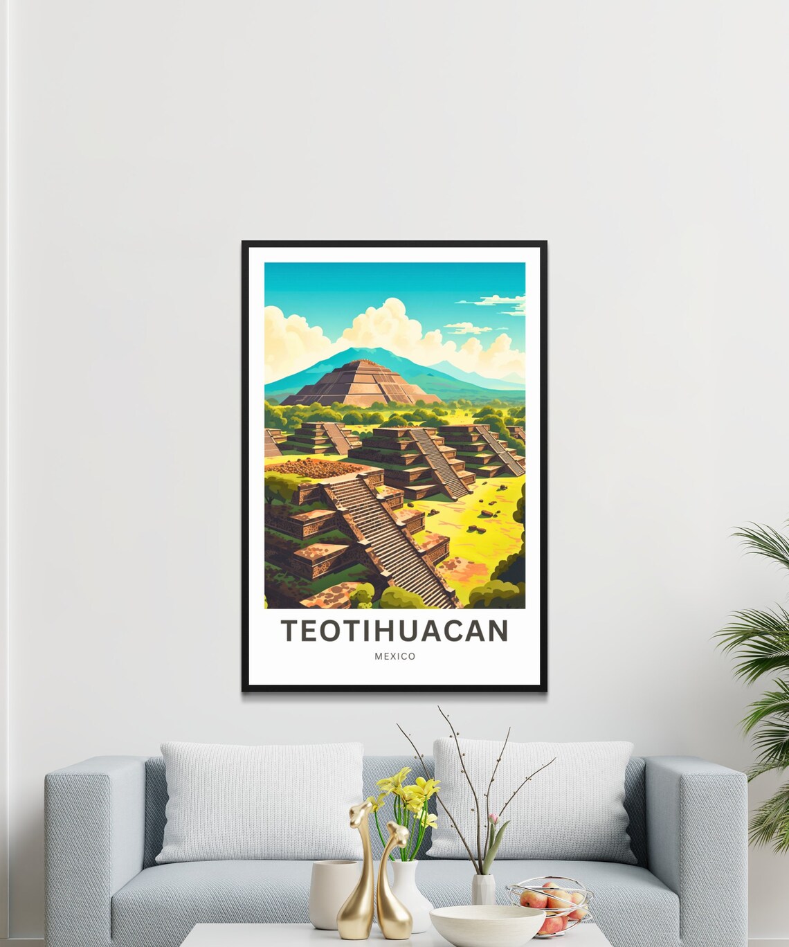 Teotihuacan Mexico Green Pyramid Plaza Ancient City Travel Poster - Image 2