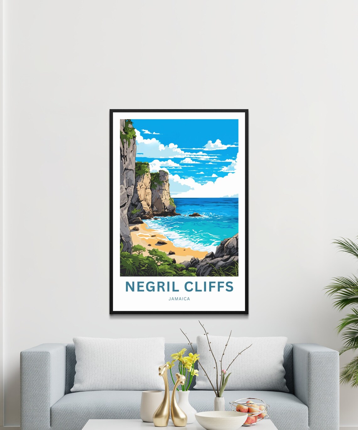 Negril Cliffs Travel Poster, Jamaica Wall Art - Image 3