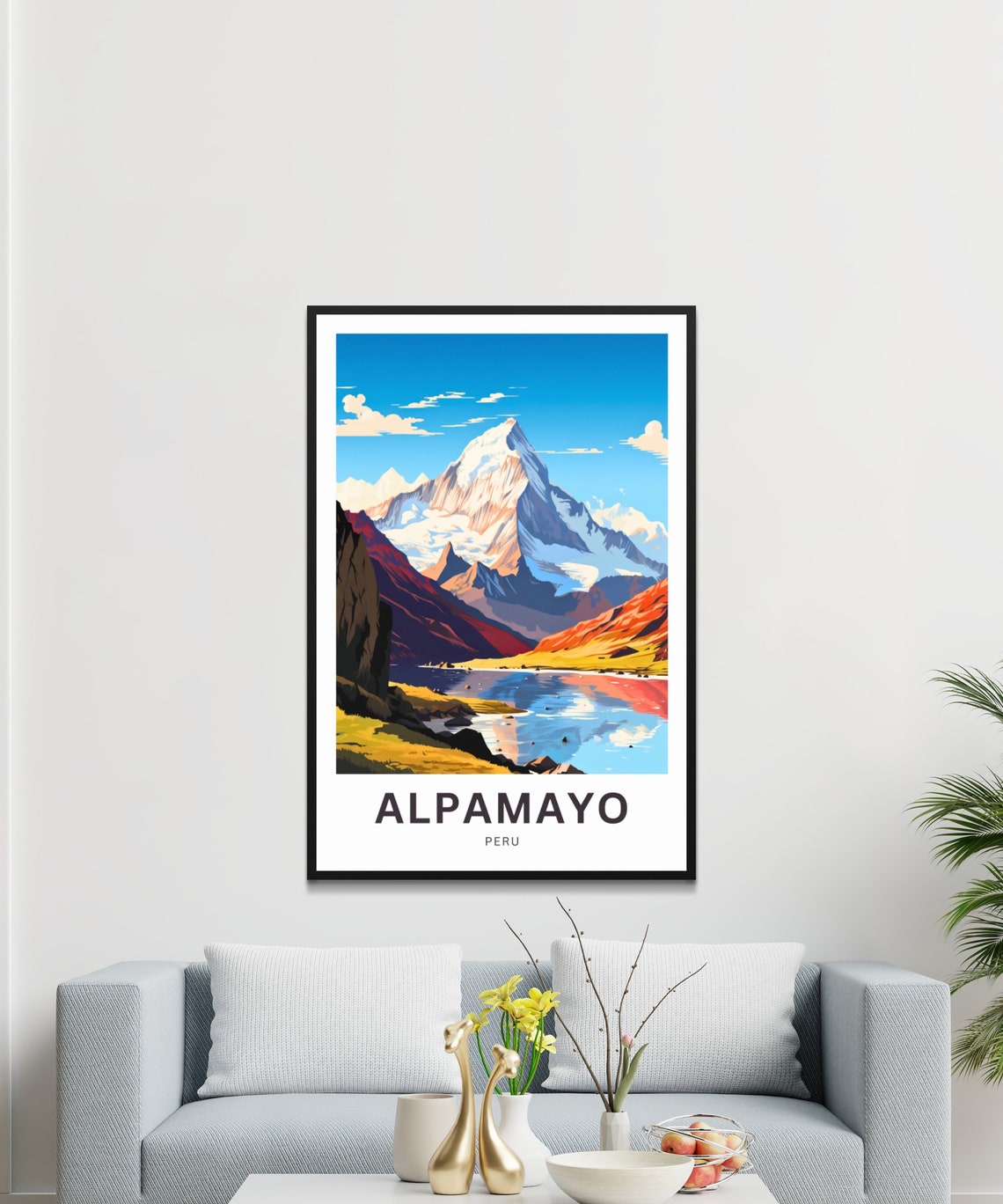 Alpamayo Peru Snow Capped Pyramid Peak and Alpine Lake Poster - Image 4