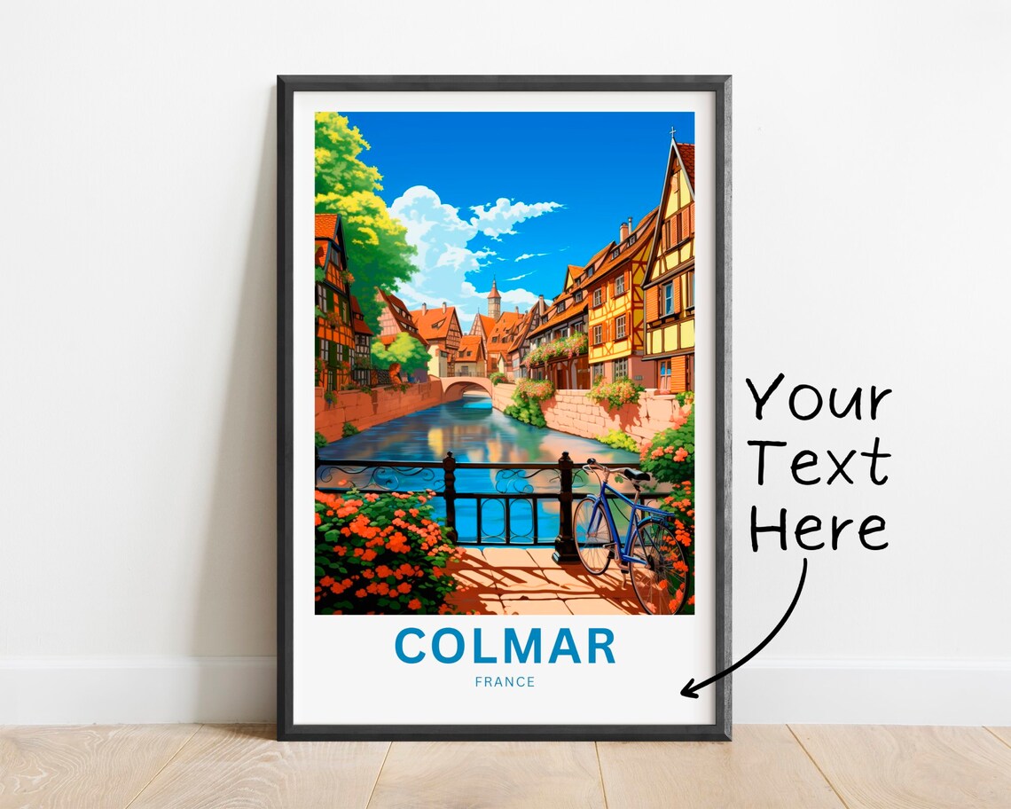 Personalized Colmar France Half Timbered Canal Scene Travel Poster