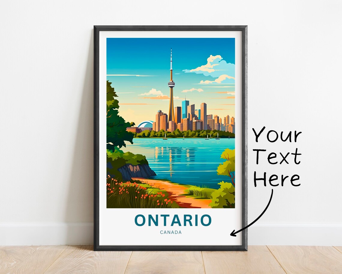Toronto Ontario Canada CN Tower Lakeside Skyline Travel Poster