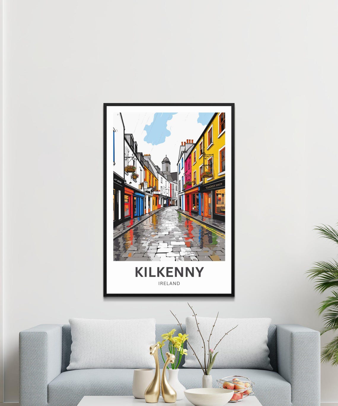 Personalized Kilkenny Ireland Colorful Shop Street Custom Poster - Image 2