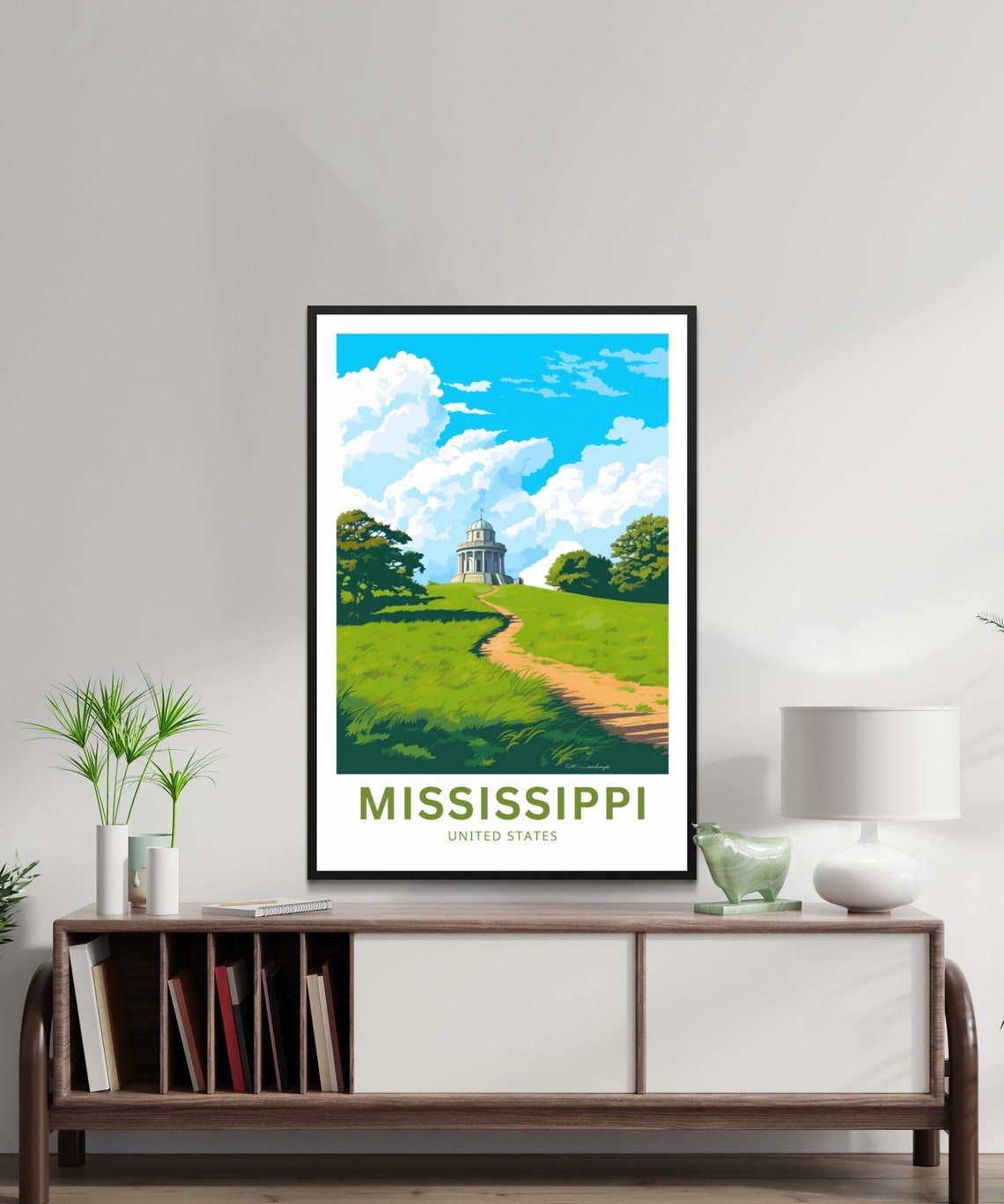Mississippi Hilltop Rotunda Monument Green Meadow Travel Poster - Image 2