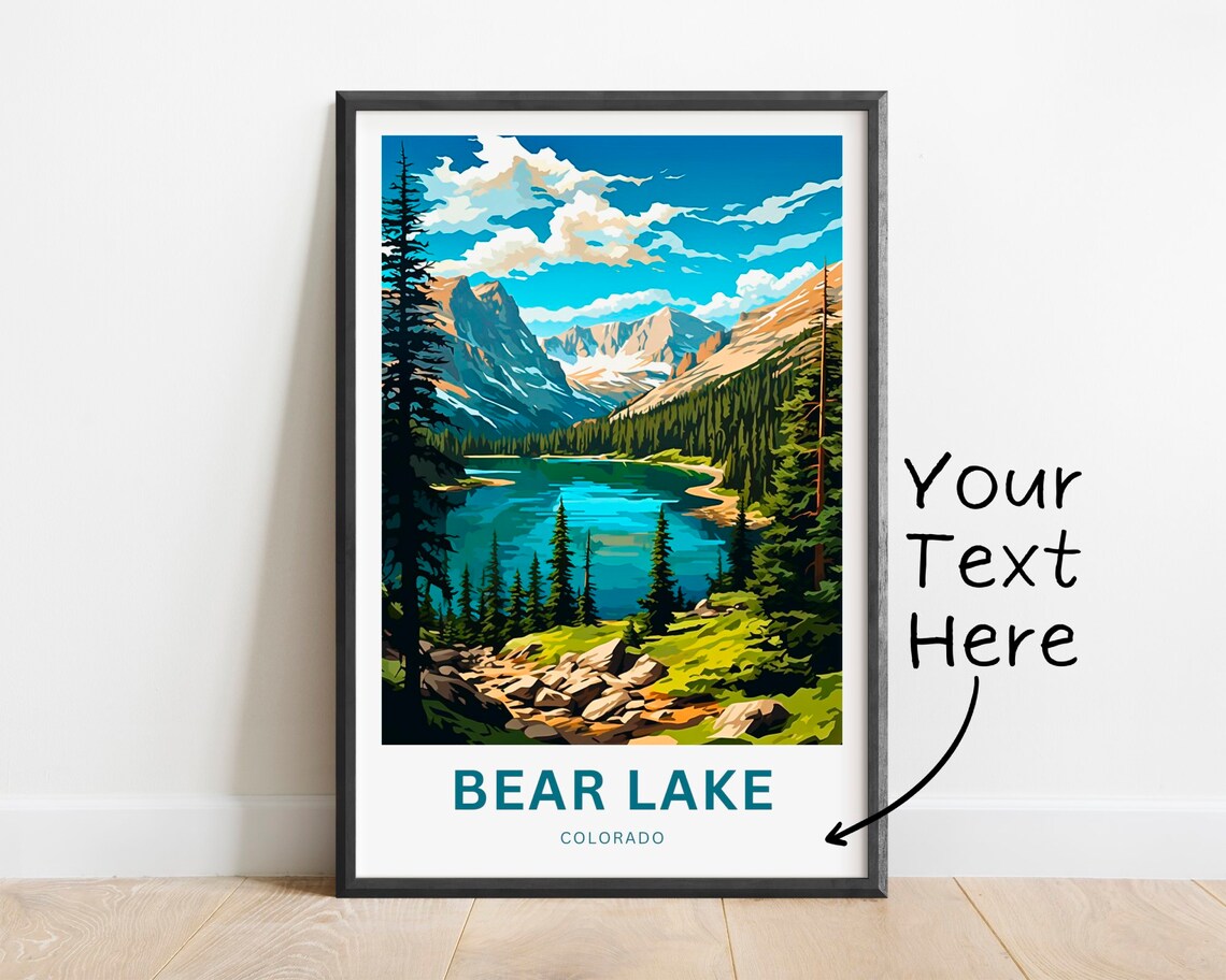 Personalized Bear Lake Colorado Alpine Valley Travel Poster With Text