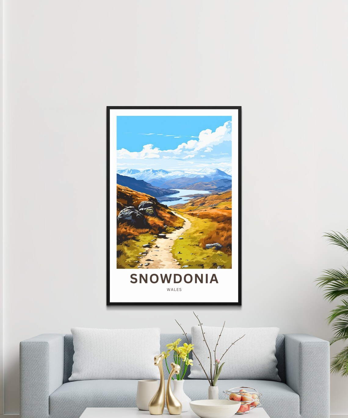 Personalized Snowdonia Wales Autumn Hiking Trail Moorland Lake Poster - Image 3