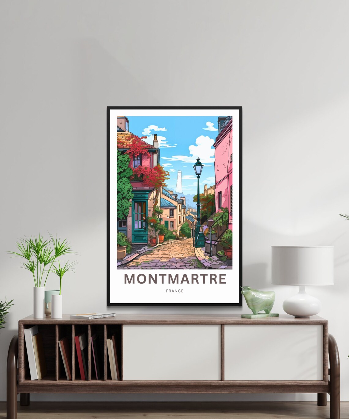 Personalized Montmartre Paris Cobblestone Street Travel Poster - Image 2