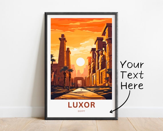 Personalized Luxor Travel Print Luxor Poster Egypt Wall Art Framed Present Gift Egypt Present Egypt Decor Custom Text