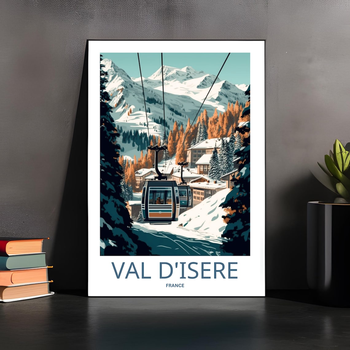 Val d'Isere France Ski Gondola Winter Alpine Mountain Travel Poster - Image 5