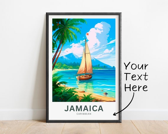 Personalized Jamaica Travel Print Jamaica Poster Caribbean Wall Art Framed Present Gift United States Present