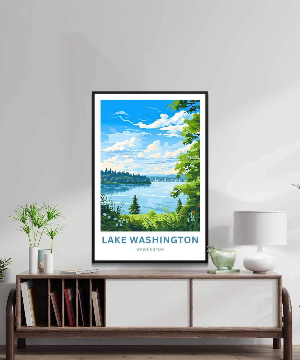 Lake Washington Distant City Skyline Across the Water Poster - Image 3