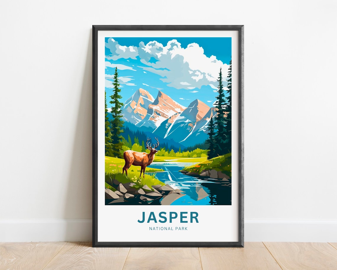 Jasper National Park Travel Poster, Lake View