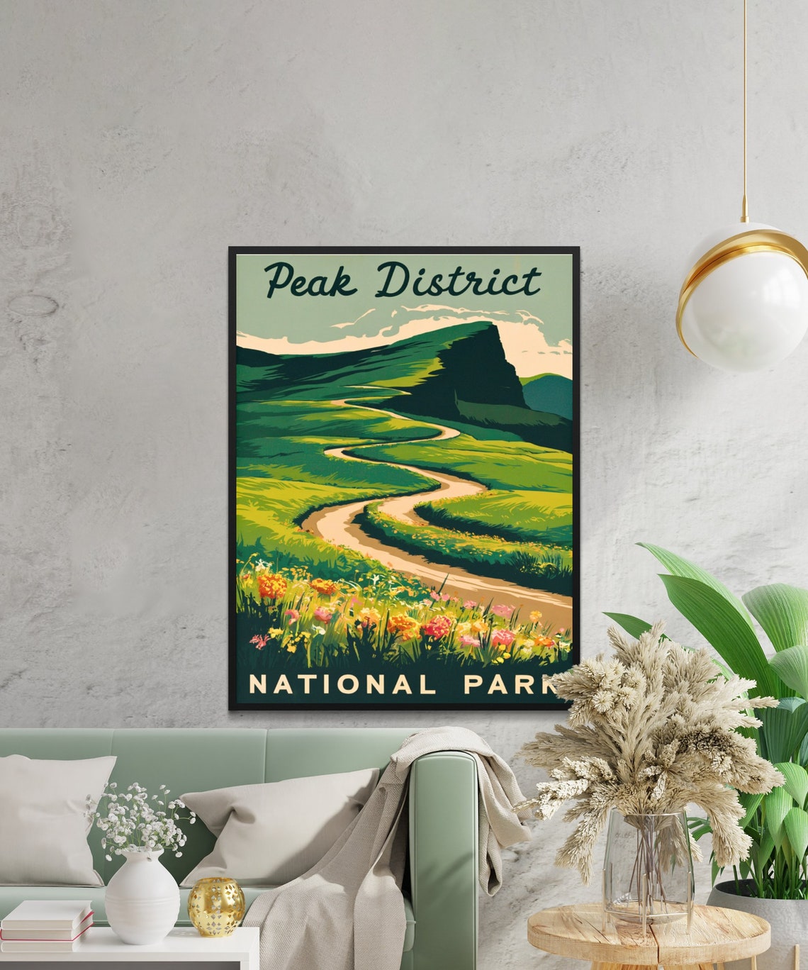 Peak District National Park Wildflower Path Over Rolling Hills Poster - Image 3