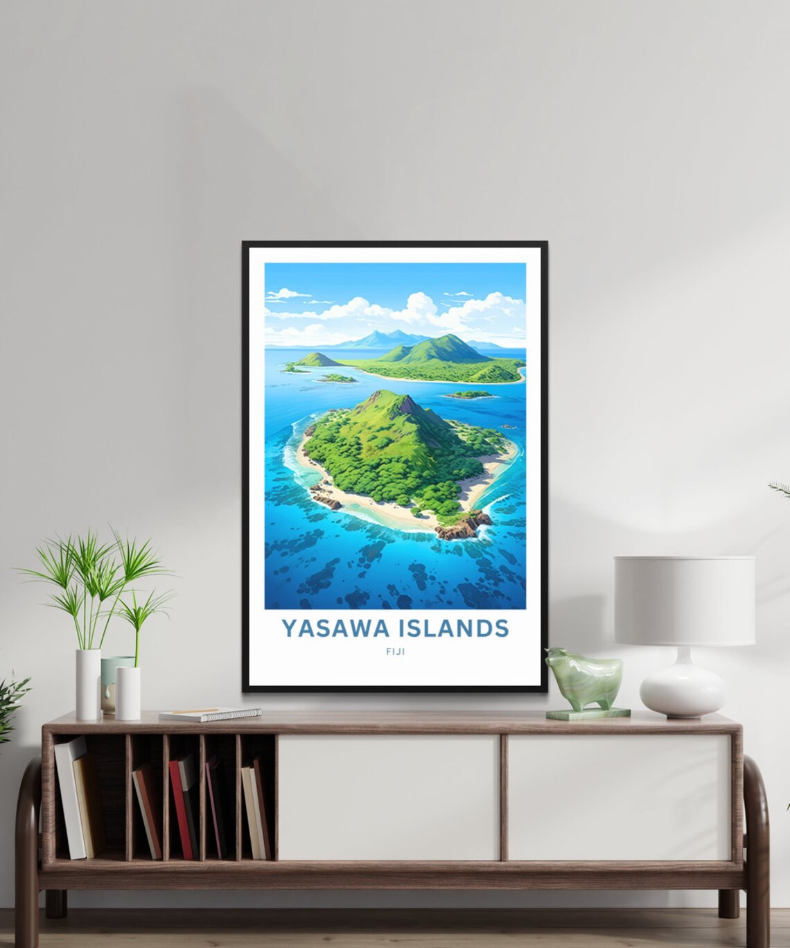 Yasawa Islands Personalized Fiji Tropical Aerial Island Art Poster - Image 2