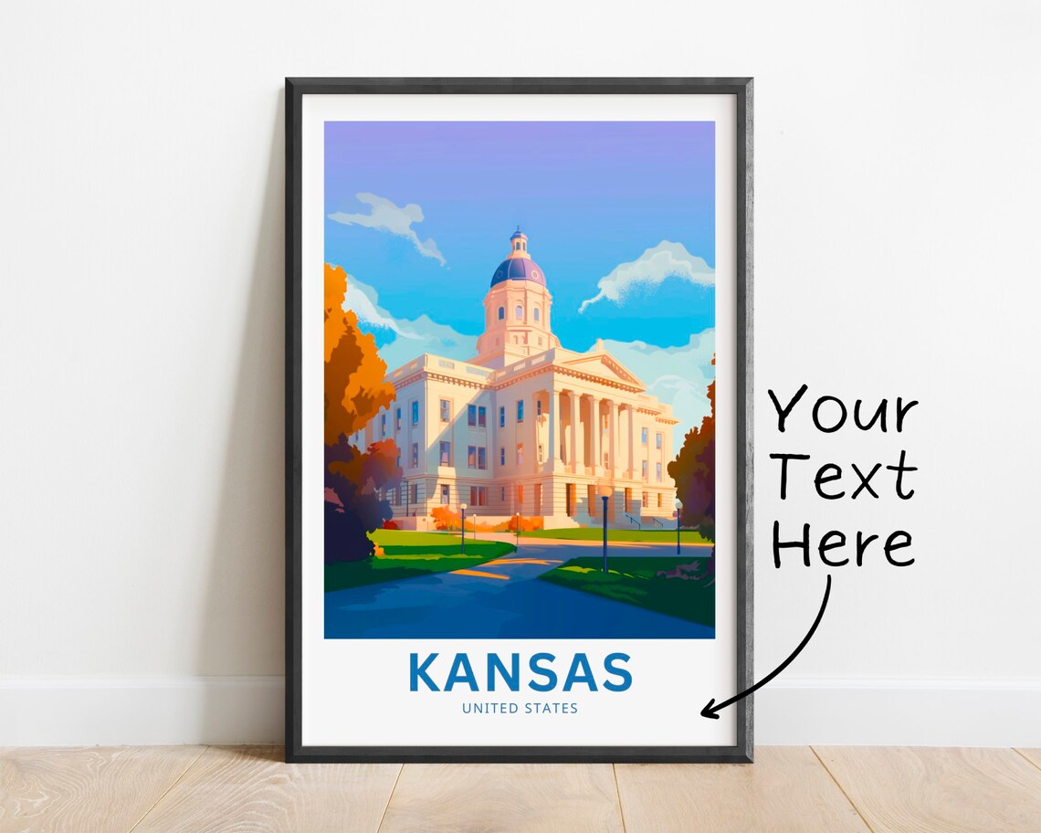 Personalized Kansas Historic Domed Capitol Building Travel Poster