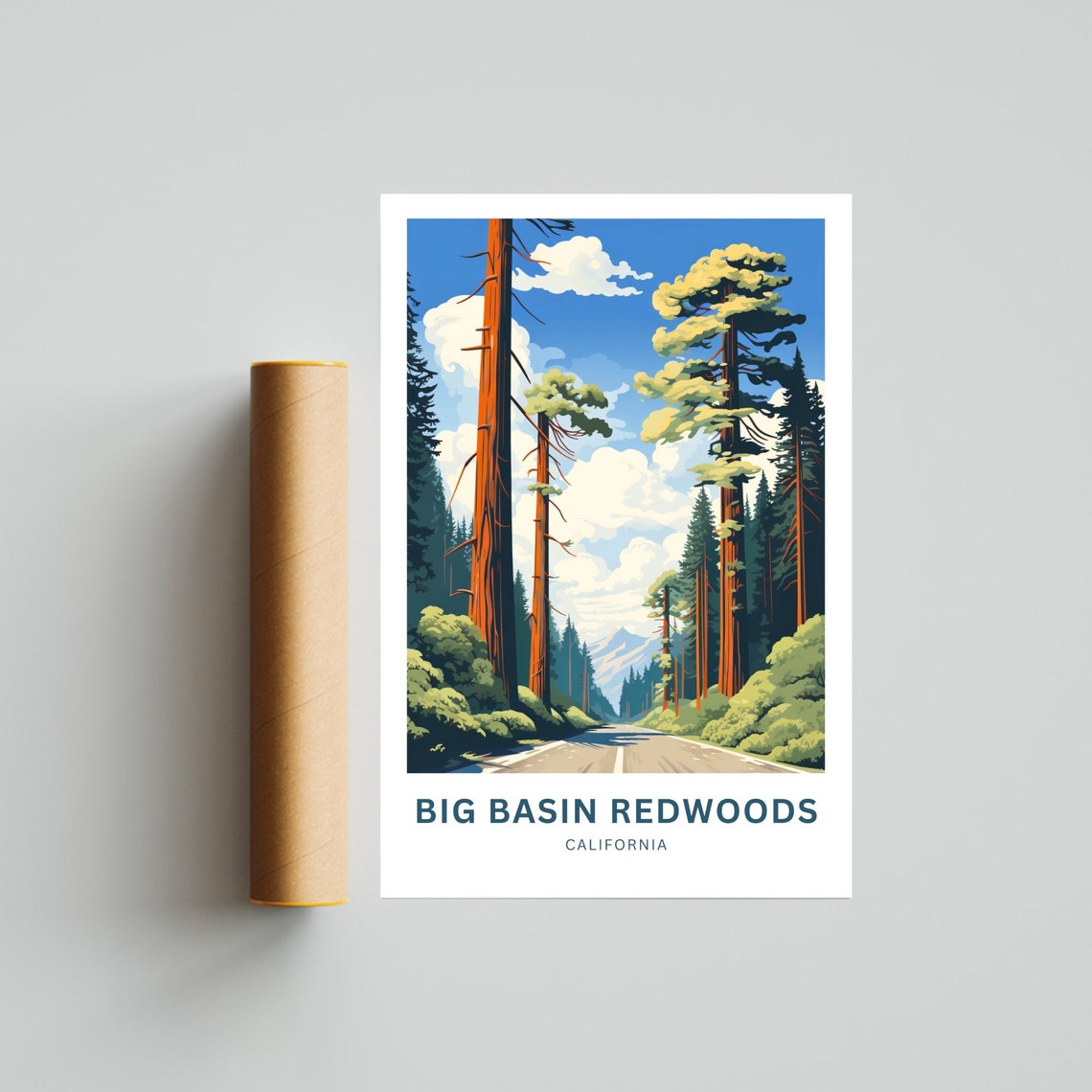 Personalized Big Basin Redwoods California Forest Road Travel Poster - Image 4