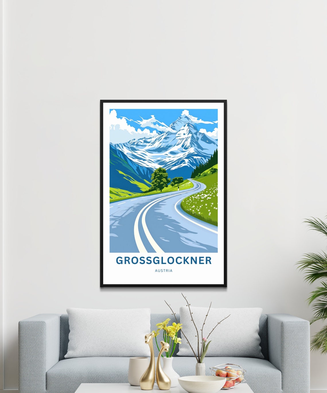 Grossglockner Austria Wildflower Meadow Curved Alpine Road Poster - Image 3