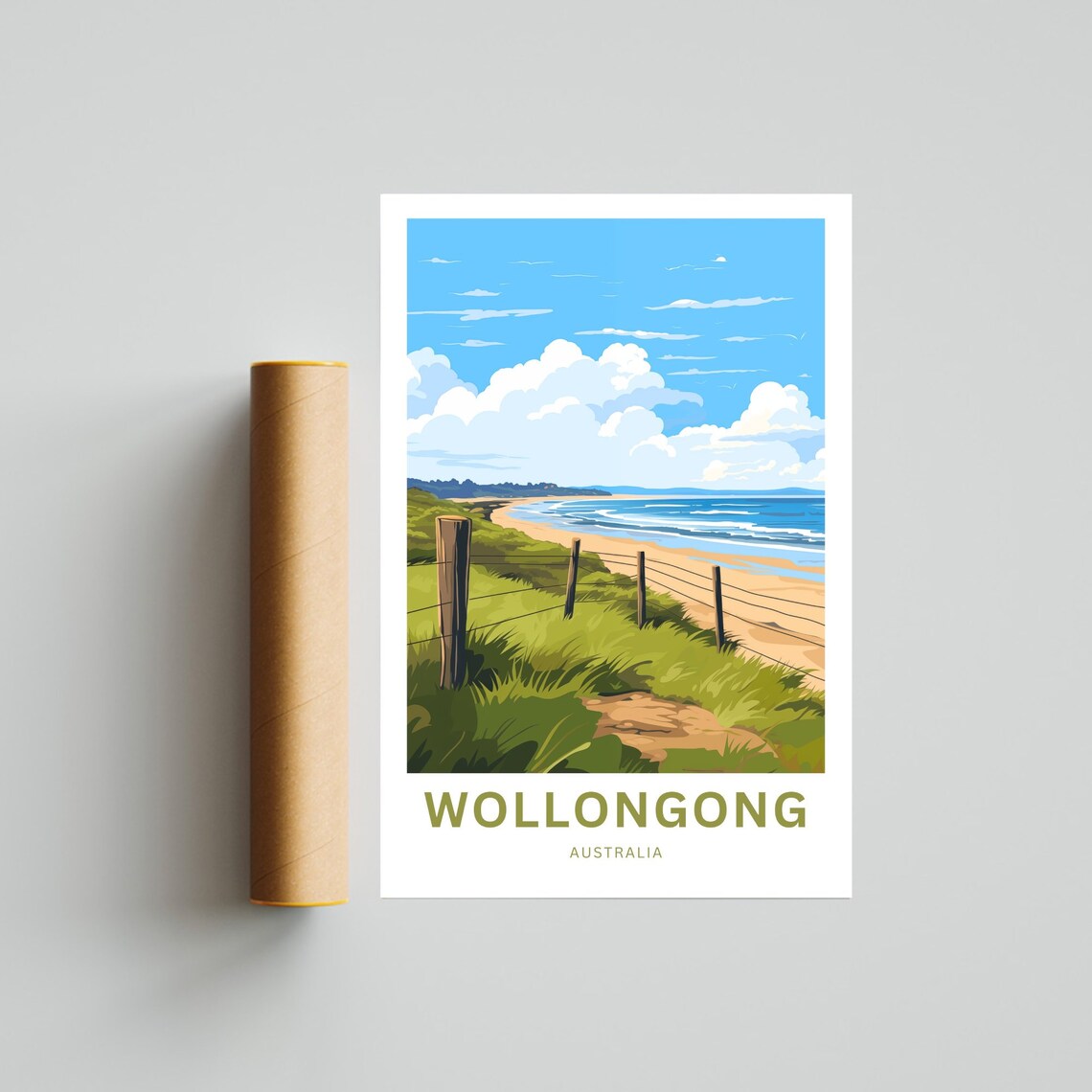 Wollongong Australia Coastal Beach Path Vintage Travel Poster Waves - Image 4