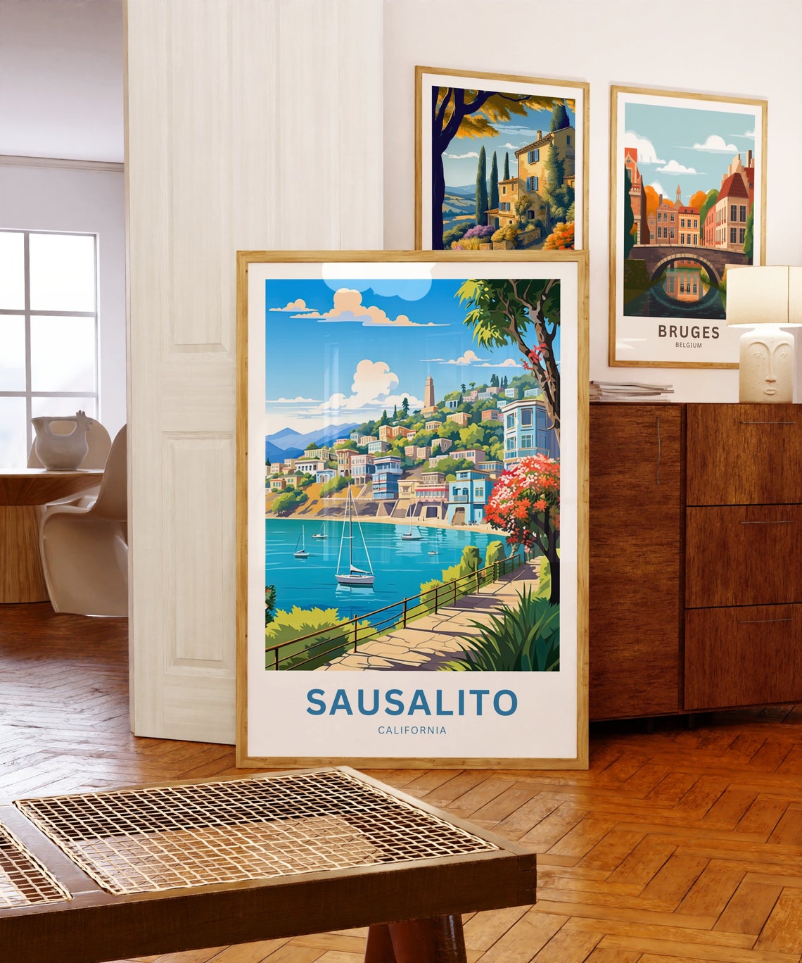 Sausalito California Sparkling Harbor Hills View Personalized Poster - Image 5