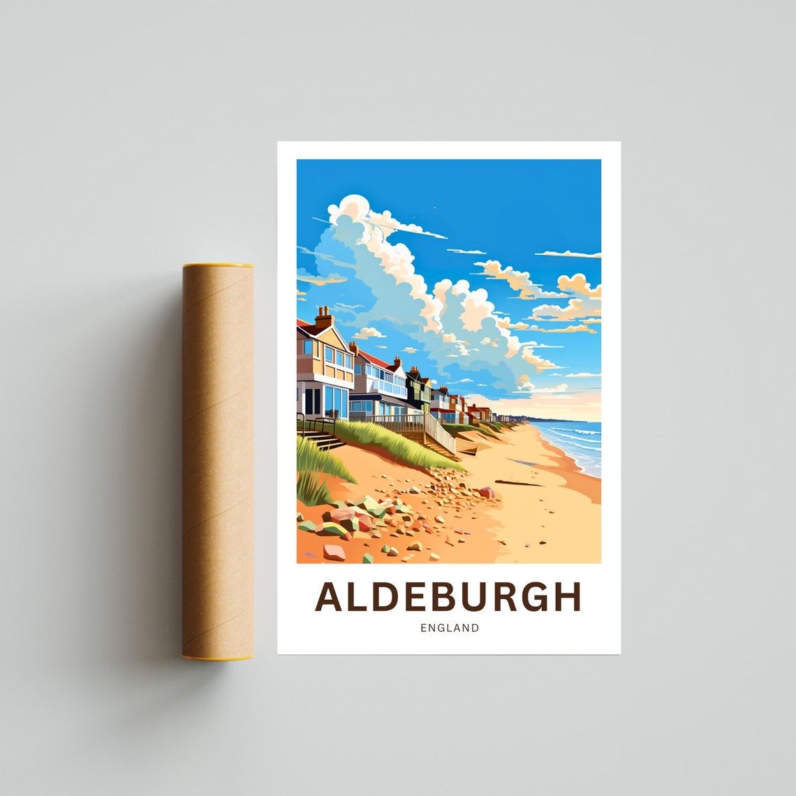 Aldeburgh England Sandy Beach Dunes Personalized Travel Poster - Image 4