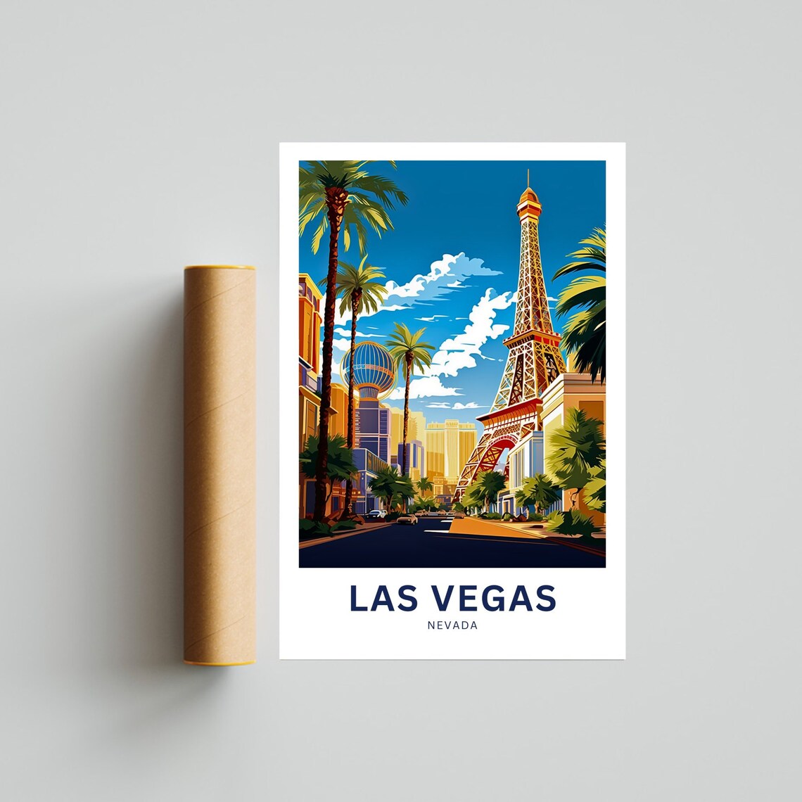 Las Vegas Nevada Eiffel Tower Replica Palm Trees Strip Travel Poster - Image 4