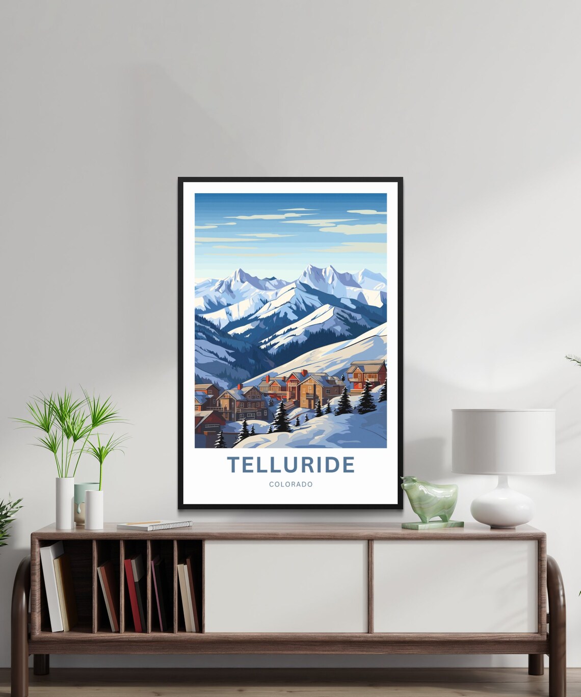 Telluride Colorado Ski Village Snowy Peak Mountain Travel Poster - Image 2