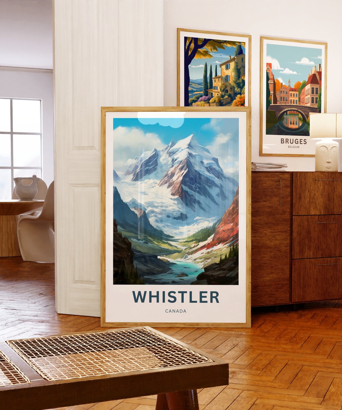 Whistler Canada Snowy Glacier Peak Teal Lake Valley Travel Poster - Image 5