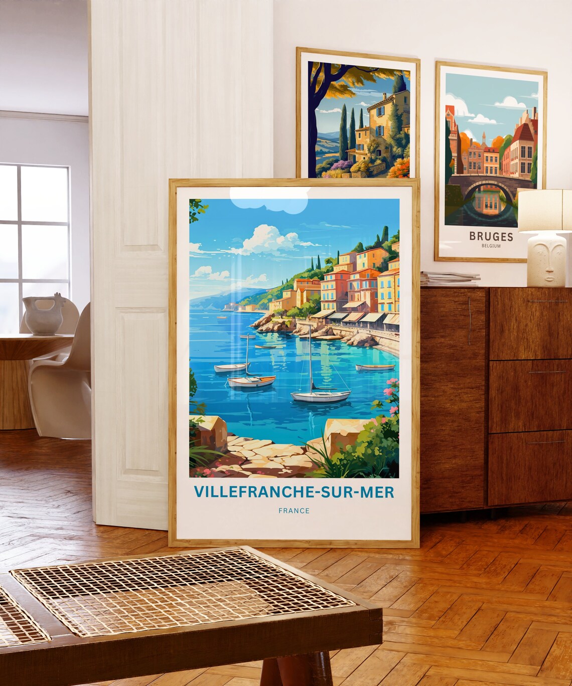 Villefranche Sur Mer France Riviera Harbor Sailboat Travel Poster - Image 5