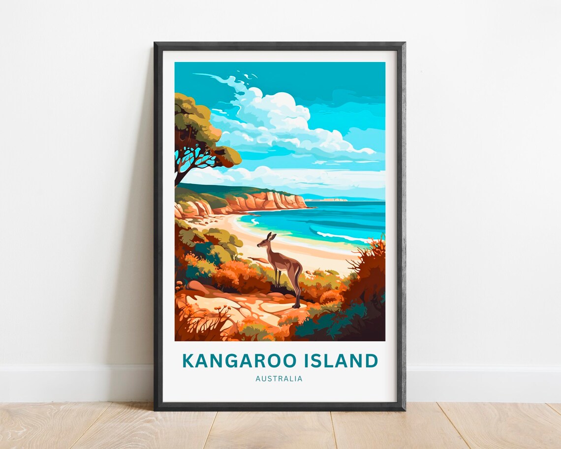 Kangaroo Island Australia Wildlife Beach Overlook Travel Poster